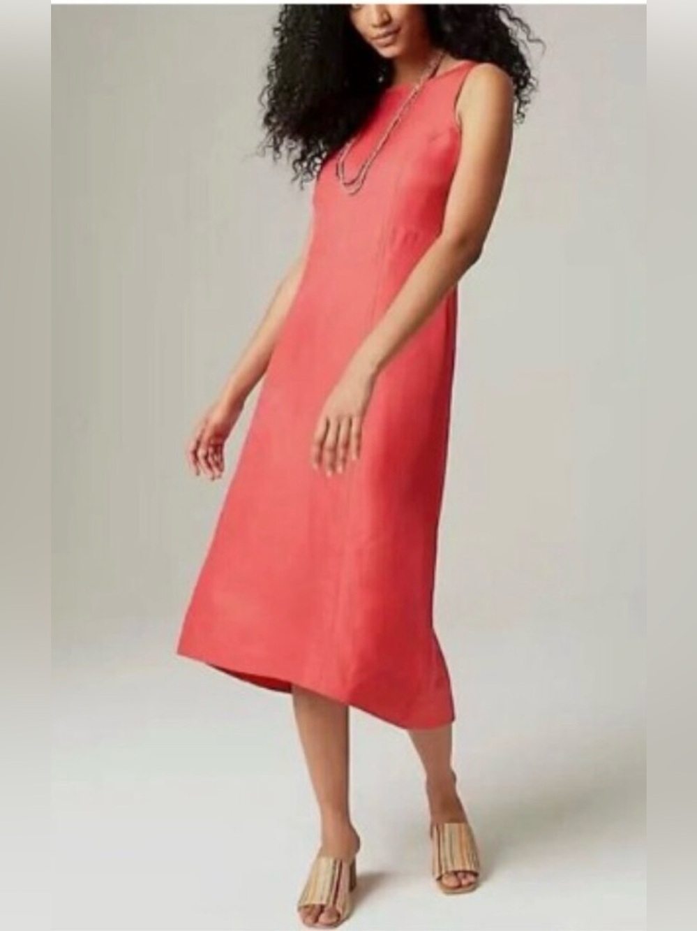 J. Jill Coral Sleeveless Midi Shift Dress